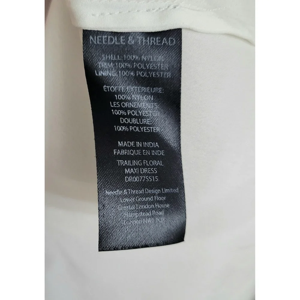 Needle & Thread Trailing Floral Maxi Dress Cream Sequin Tulle Gown US Size 4 - Picture 8 of 10